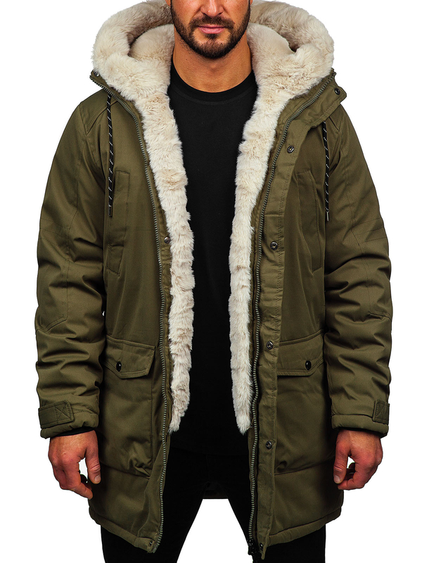 Khaki kurtka męska zimowa parka Denley 5M120
