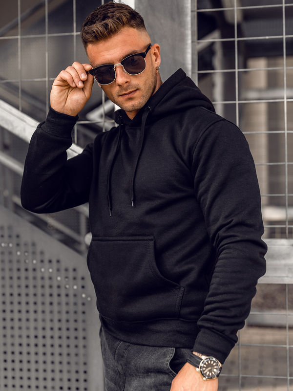Bluza męska kangurka z kapturem czarna Denley MB001A