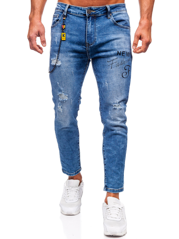 Granatowe spodnie jeansowe męskie slim fit Denley TF251
