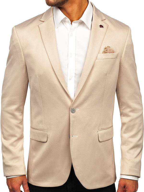 Beżowa marynarka męska elegancka Denley 022