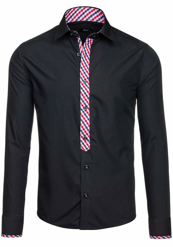 Koszula męska elegancka z długim rękawem czarna Bolf 6867