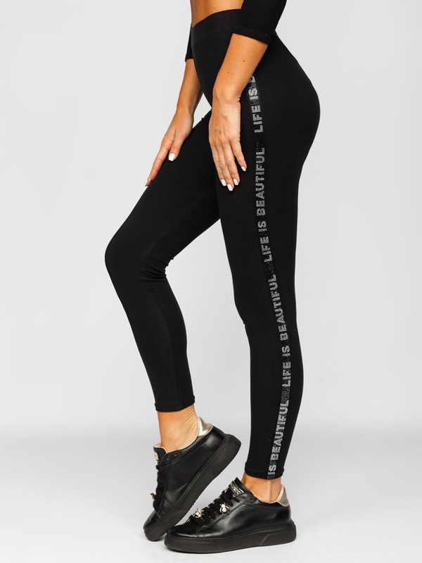 Czarne legginsy damskie Denley W7106