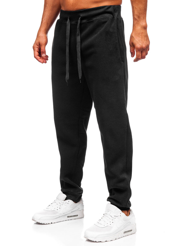 Czarne grube spodnie męskie joggery dresowe Denley MS002
