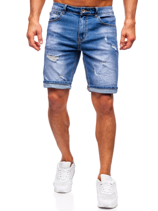 Granatowe krótkie spodenki jeansowe męskie Denley NG60365