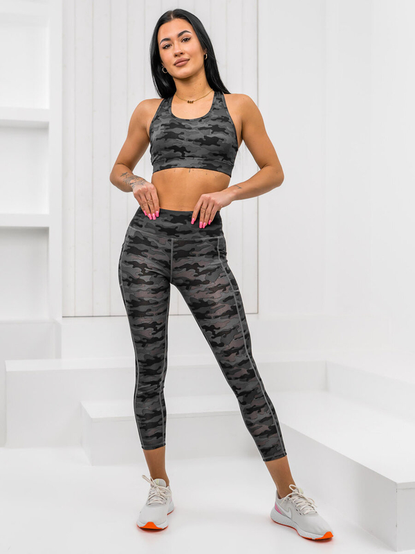 Czarny dwuczęściowy komplet sportowy damski moro Denley XL016