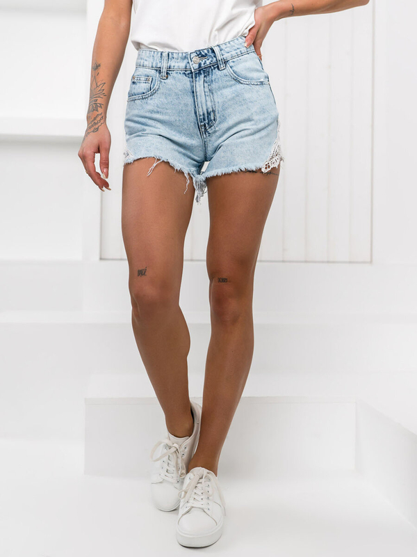 Niebieskie krótkie spodenki jeansowe damskie Denley JK687A1
