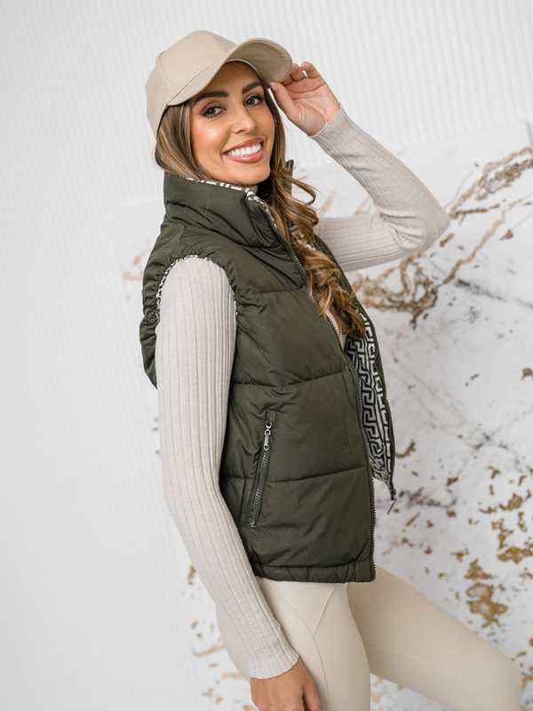 Khaki pikowana kamizelka damska Denley 16M9092