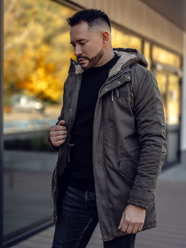 Kurtka męska bawełniana zimowa parka khaki Denley EX838A