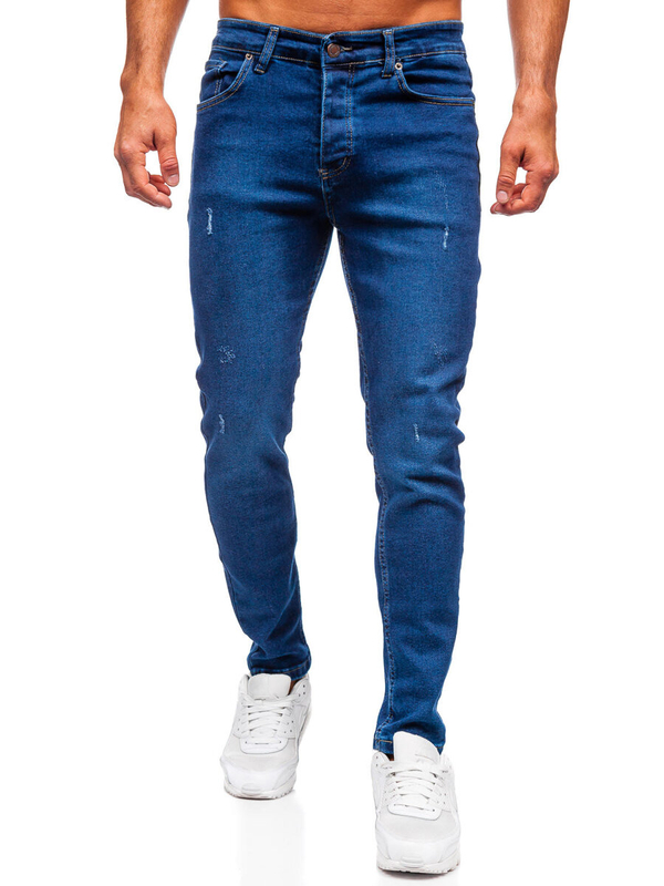 Granatowe spodnie jeansowe męskie slim fit Denley 6736