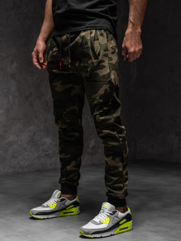 Spodnie męskie dresowe moro-khaki Denley KZ15A1