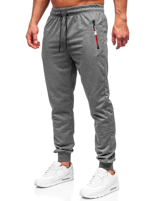 Antracytowe spodnie męskie joggery dresowe Denley JX5007