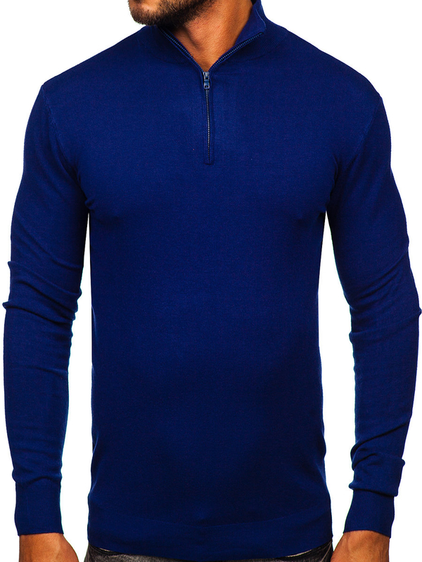 Atramentowy sweter męski ze stójką Denley MM6007