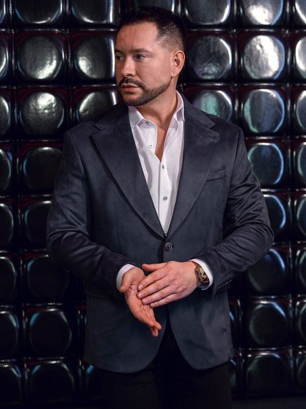 Marynarka męska aksamitna granatowa Denley 24410