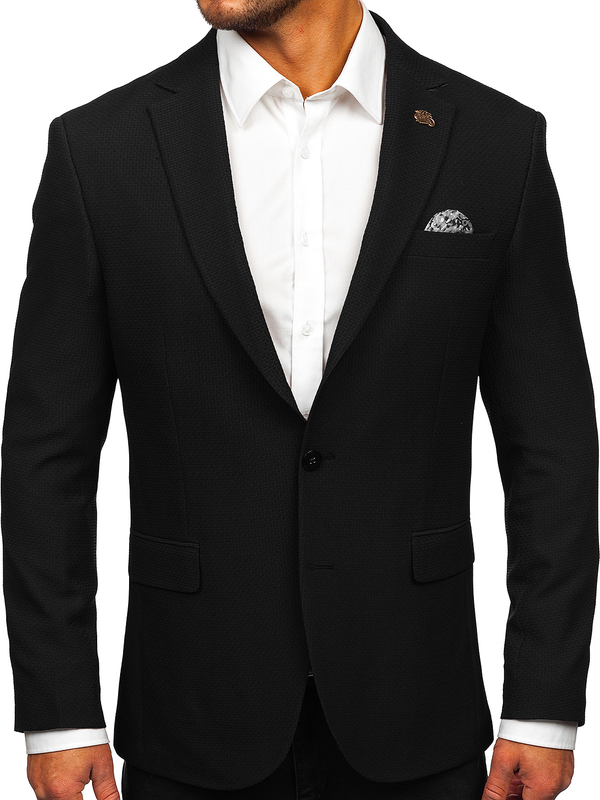 Czarna marynarka męska elegancka Denley 025