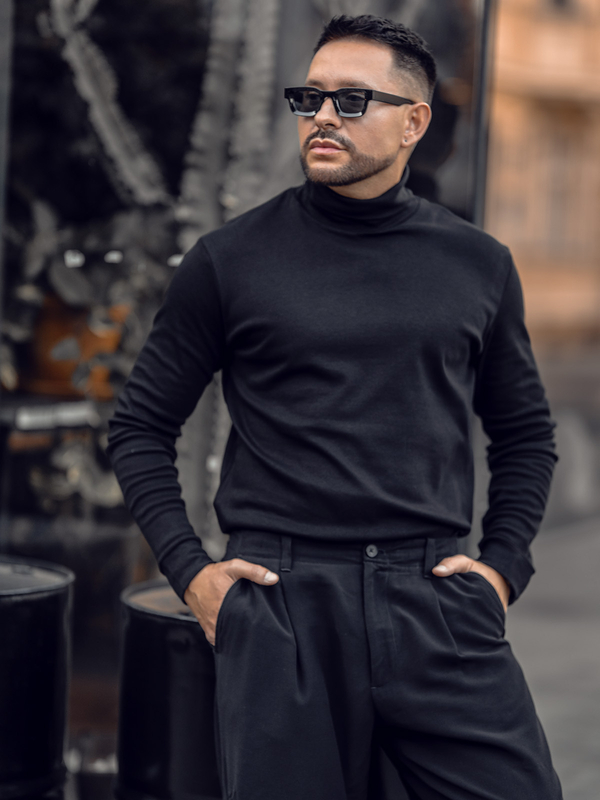 Czarny bawełniany golf męski basic Denley 535