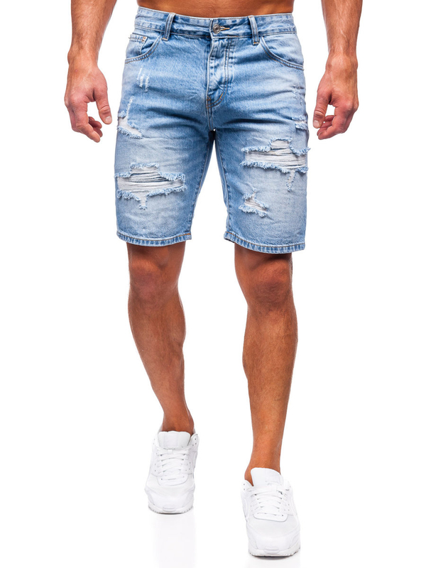 Granatowe krótkie spodenki jeansowe męskie Denley RJ951