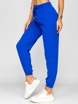 Chabrowe materiałowe spodnie joggery damskie Denley W7322