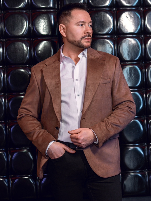 Marynarka męska aksamitna brązowa Denley 24410