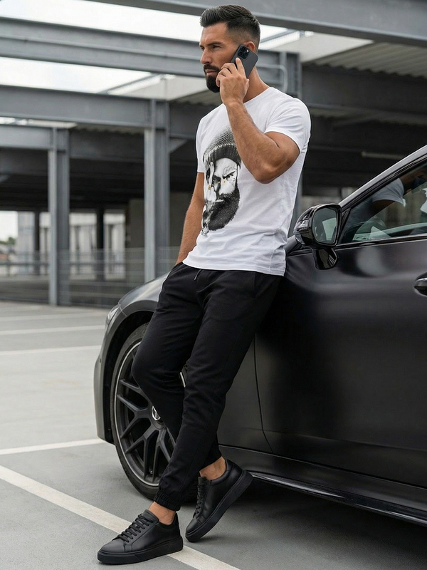 Biały t-shirt męski z nadrukiem Bolf 142175A