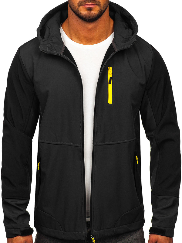 Grafitowa kurtka męska przejściowa softshell Denley HSS039