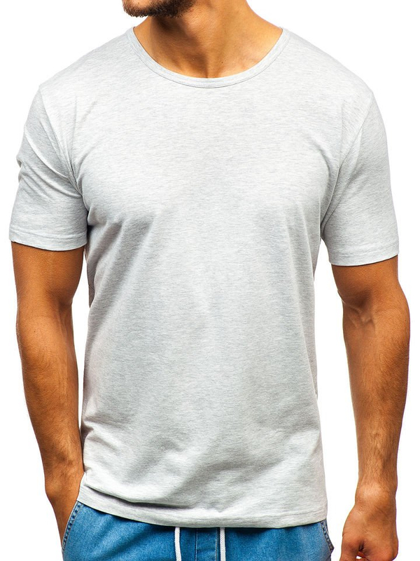 T-shirt męski bez nadruku szary Denley T1281