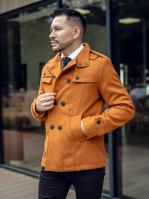 Camelowy płaszcz męski Denley 8857A2