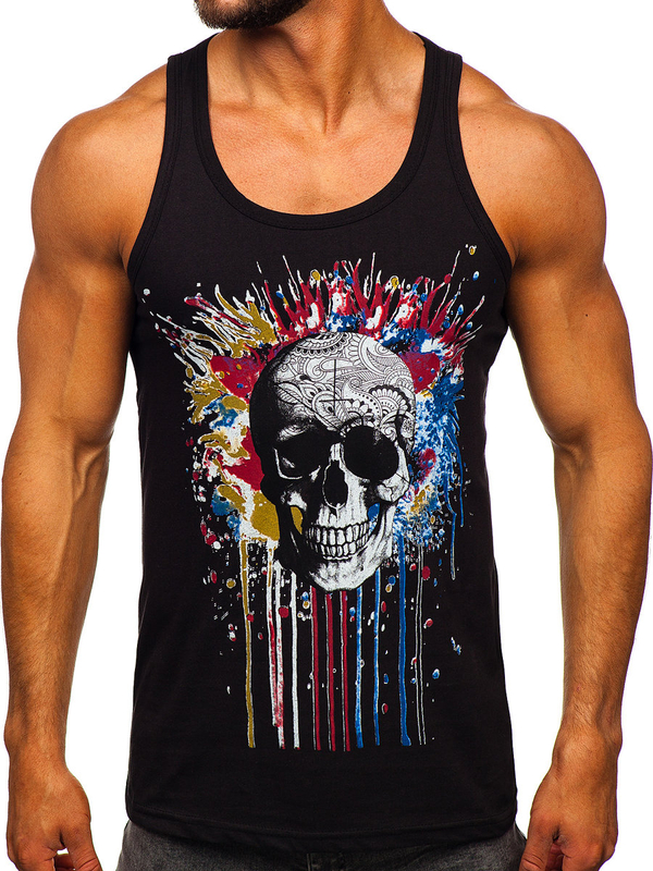 Czarna koszulka tank top bokserka z nadrukiem Bolf 14839
