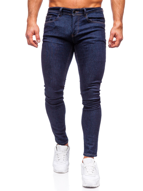 Granatowe spodnie jeansowe męskie slim fit Denley MP003BS