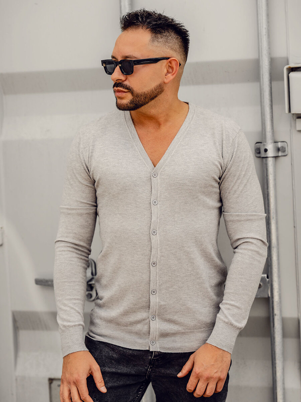 Szary cardigan męski rozpinany Denley YY06A