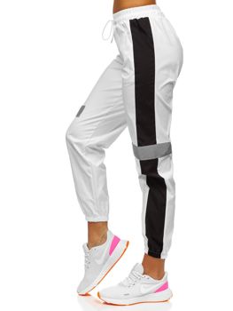 Białe spodnie joggery damskie Denley Y513