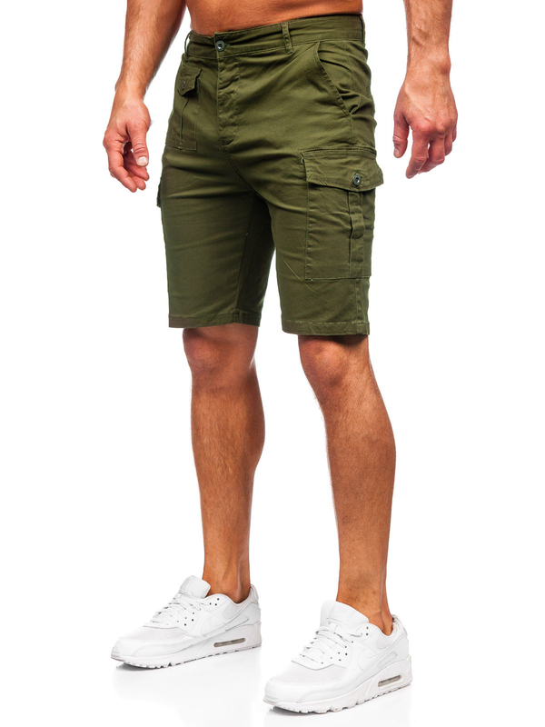 Khaki krótkie spodenki materiałowe bojówki męskie Denley MP0188MV