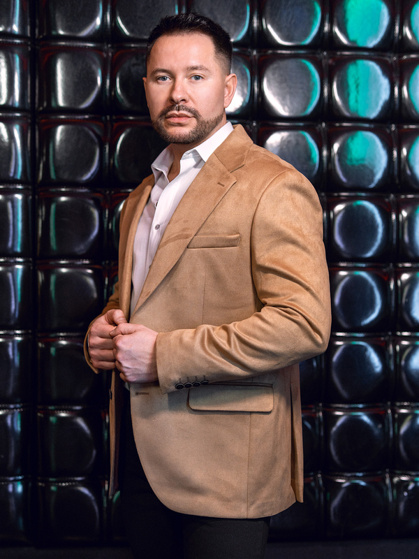 Marynarka męska aksamitna camelowa Denley 24410