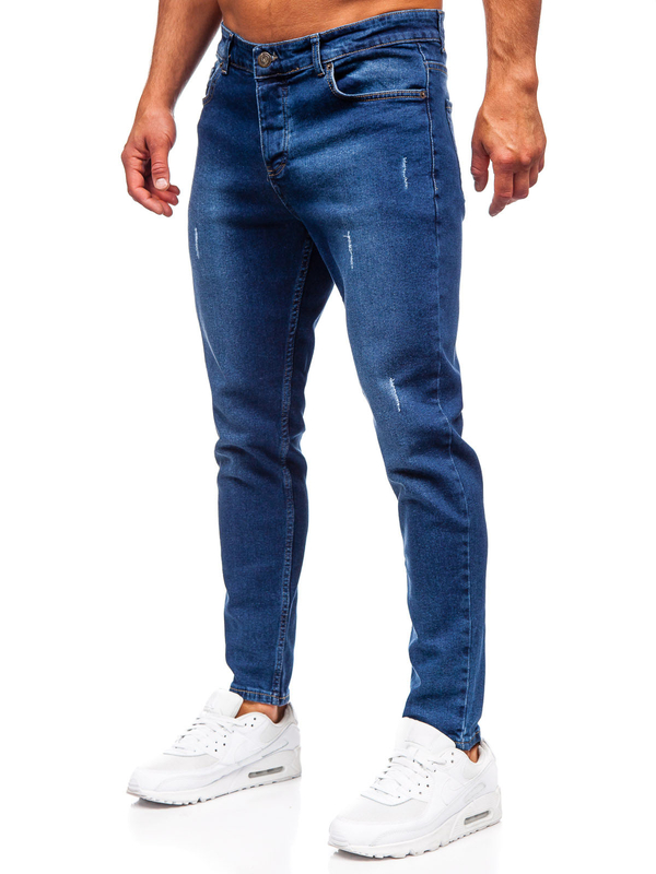 Granatowe spodnie jeansowe męskie slim fit Denley 6558