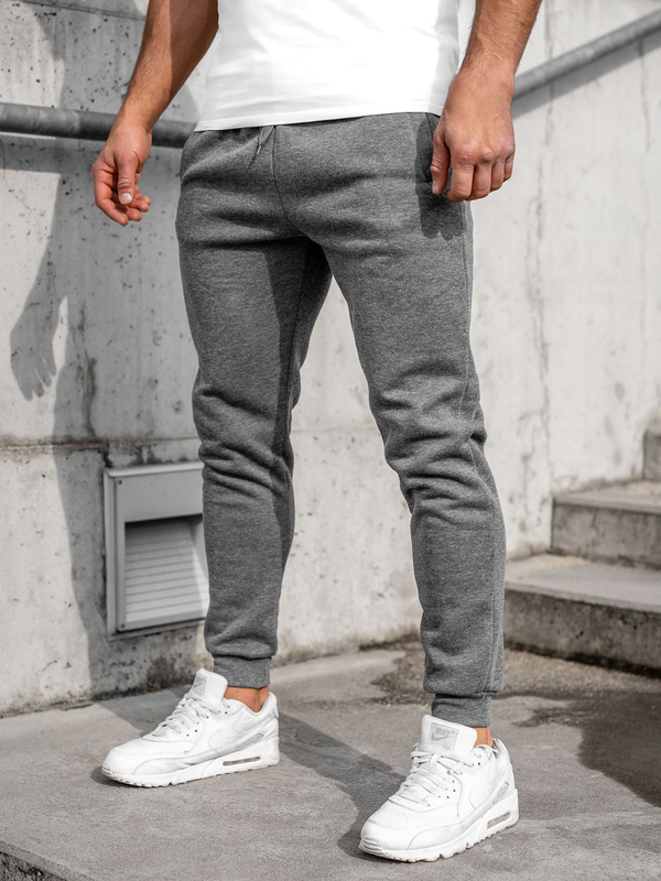 Spodnie męskie joggery dresowe grafitowe Denley XW01-E