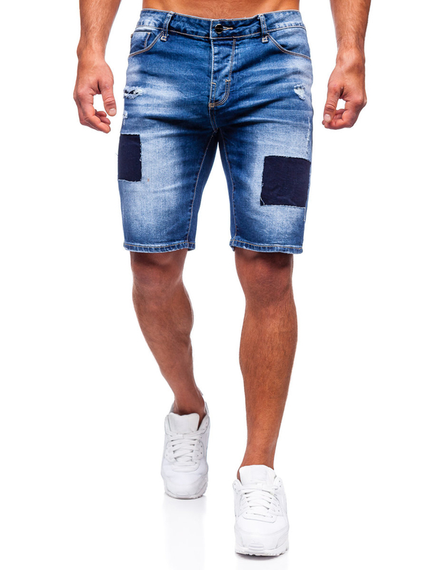 Niebieskie krótkie spodenki jeansowe męskie Denley MP0037B