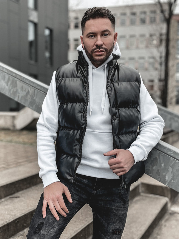 Czarna pikowana kamizelka męska Denley 0023-A