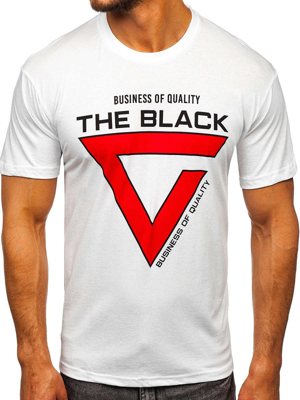 Biały t-shirt męski z nadrukiem Bolf 10821