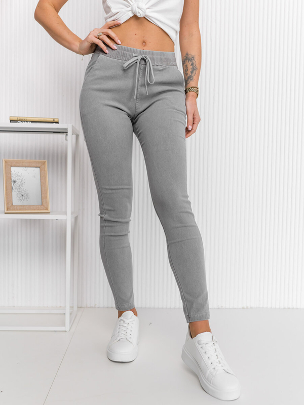 Szare jeansowe legginsy damskie Denley S108