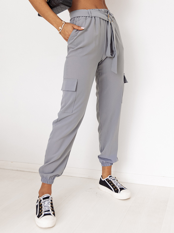 Szare materiałowe joggery bojówki damskie Denley 8266