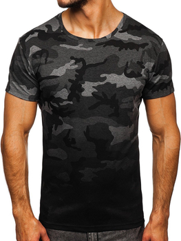 Grafitowy t-shirt męski z nadrukiem moro Denley S808