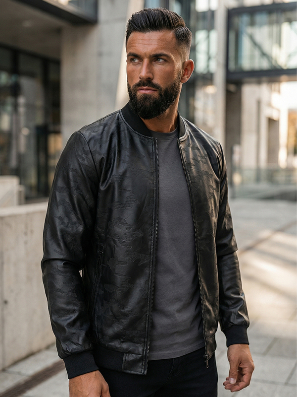 Kurtka męska skórzana czarna Denley Marco