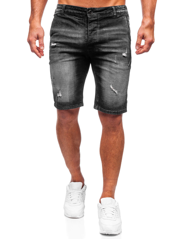 Czarne krótkie spodenki jeansowe męskie Denley MP0042N