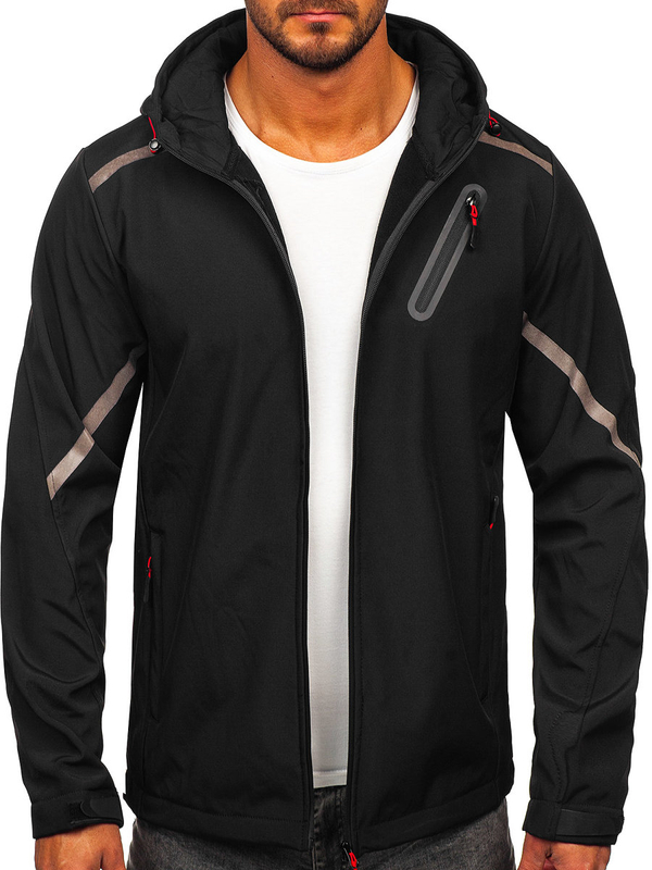 Czarna kurtka męska przejściowa softshell Denley HSS037