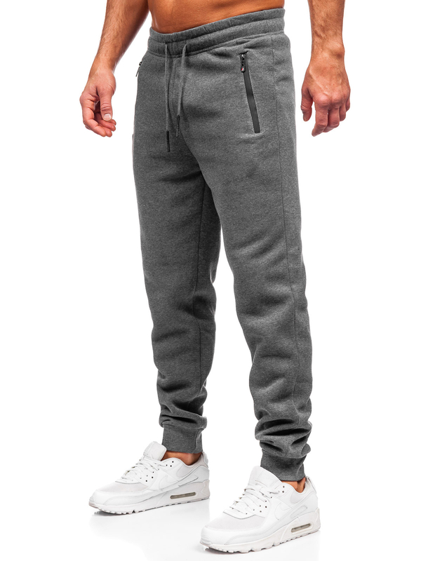 Szare spodnie męskie joggery dresowe Denley JX9816