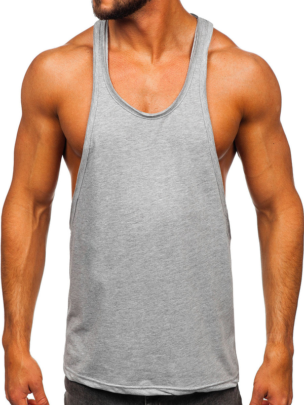 Szara koszulka tank top bokserka męska bez nadruku Bolf 1245