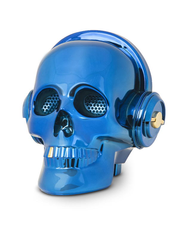 Niebieski głośnik bezprzewodowy czaszka bluetooth E80