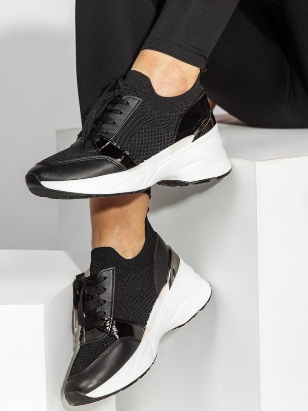 Czarne buty damskie sneakersy Denley YD6060