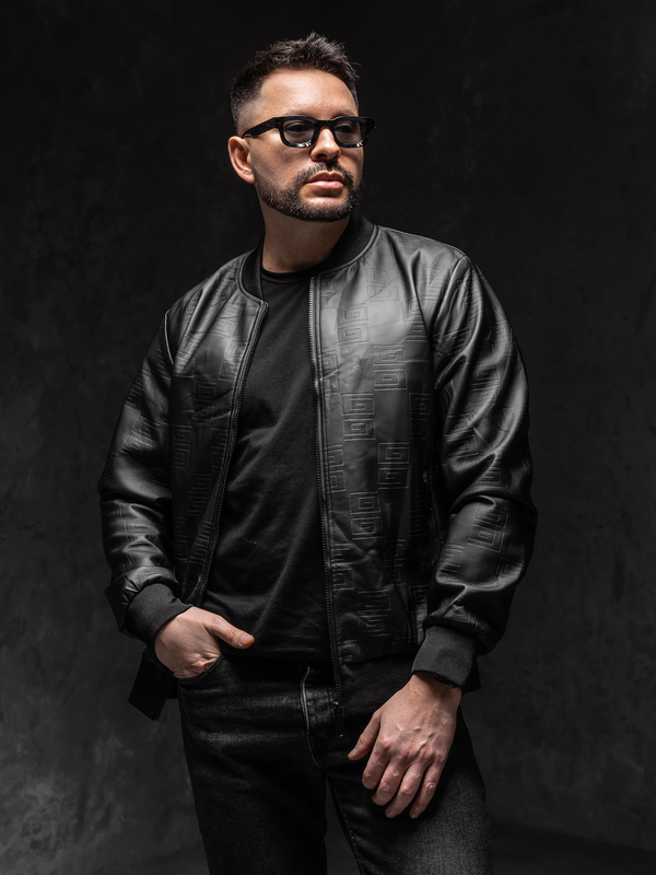 Czarna skórzana kurtka męska Denley 3A65A1