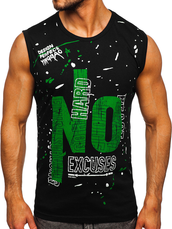 Czarna koszulka tank top z nadrukiem Bolf 14825