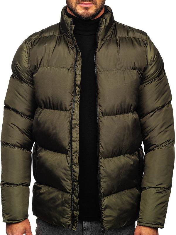 Khaki pikowana kurtka męska zimowa Denley 0025